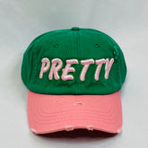 “PRETTY GIRL” Green & Pink Hat