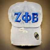 Light Denim Zeta Phi Beta Distressed Hat