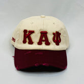 “KAΨ” Kappa Alpha Psi Kream & Krimson distressed hat