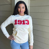 DST 1913 Cream Pocket Chenille Crewneck