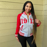 Delta 1913 Grey Fleece Letterman Jacket