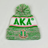 AKA White Beanie Hat with Pom