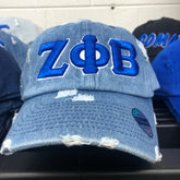 Denim Zeta Phi Beta Distressed Hat