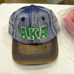 Green “AKA” washed denim Hat