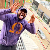 Omega Chenille Ω Purple Acid Wash Hoodie