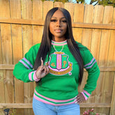 AKA Green Stripe Chenille Crewneck (Unisex Size)