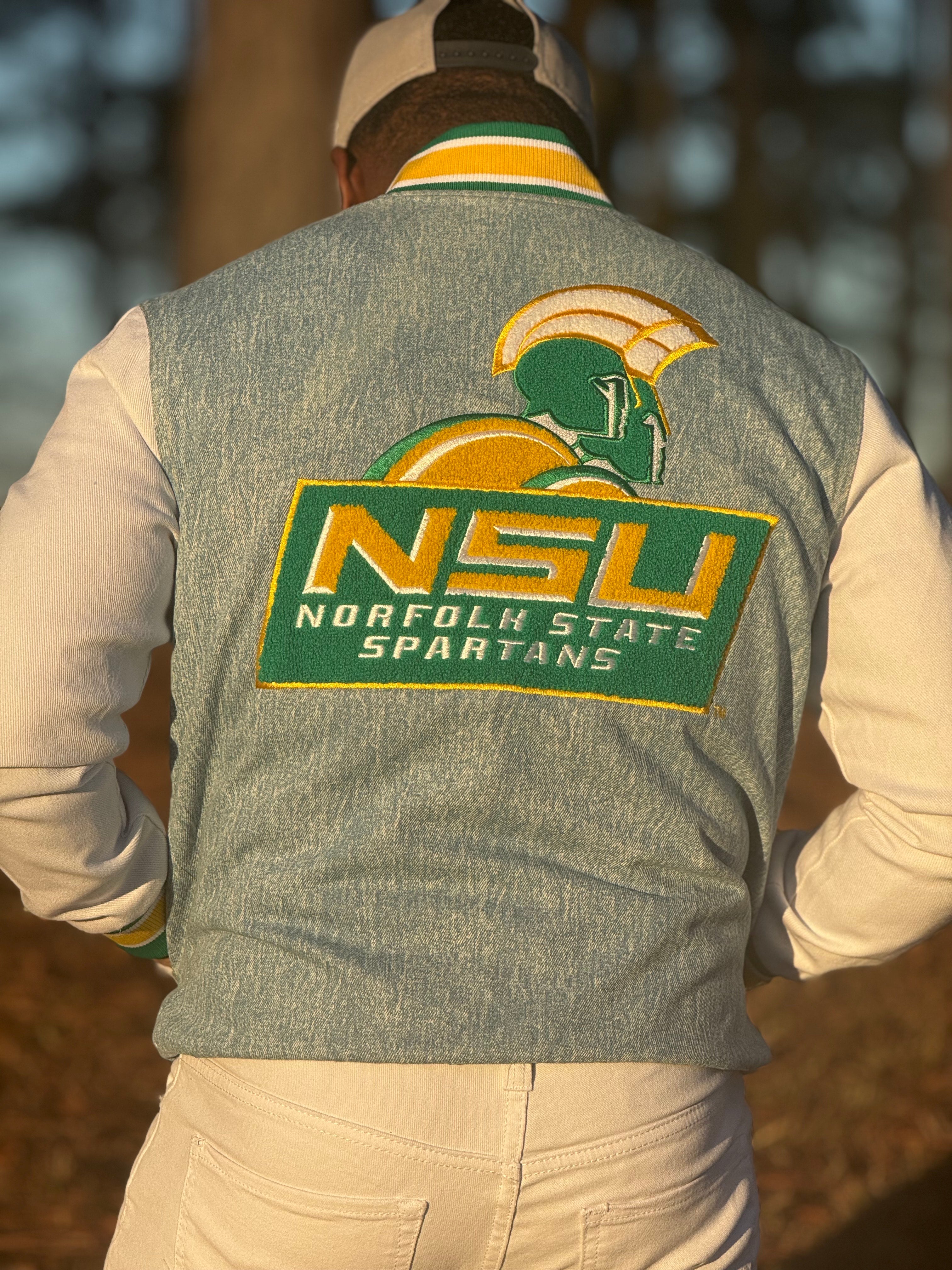 Norfolk State Denim Bomber Jacket