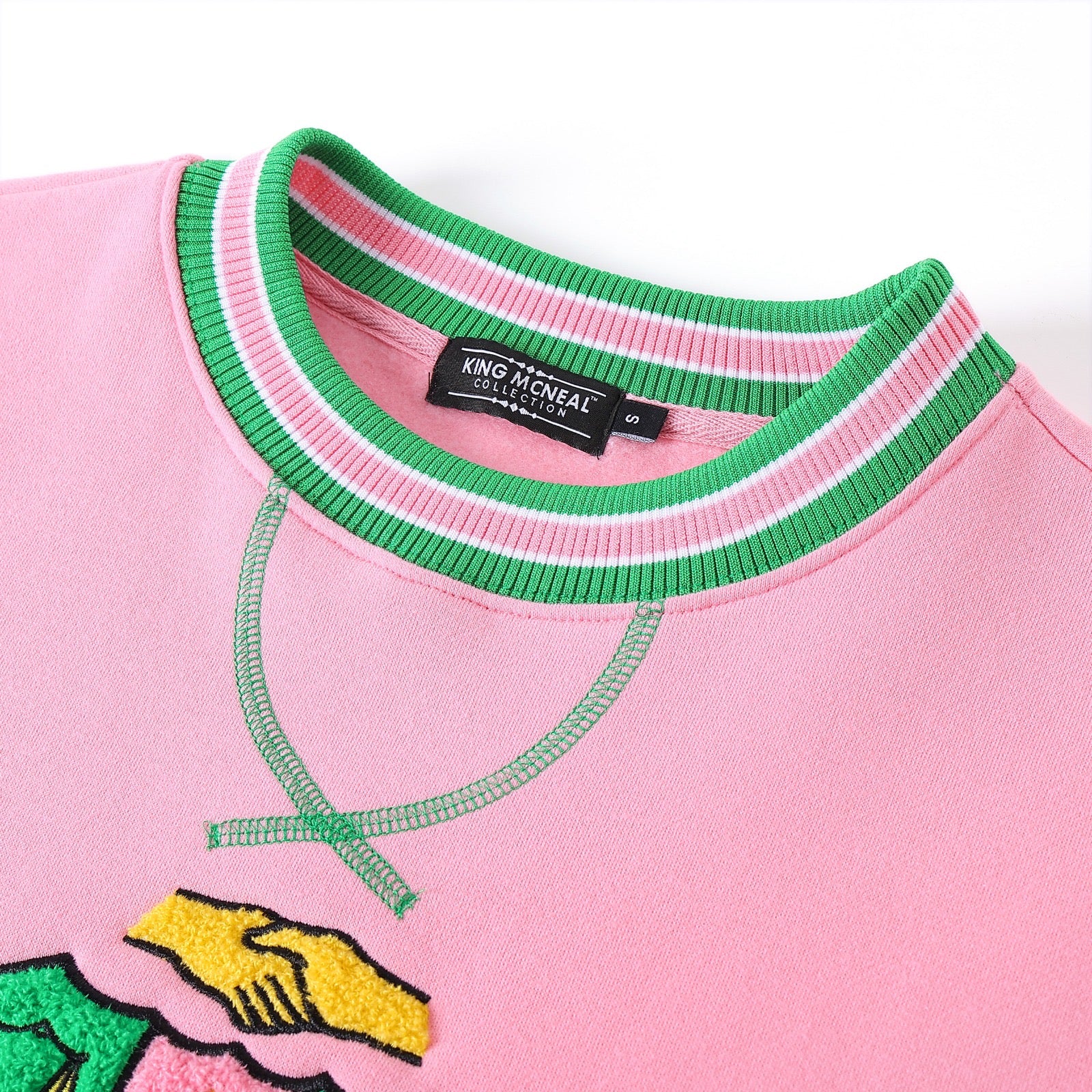 AKA Pink Stripe Chenille Crest Crewneck (Unisex Size)
