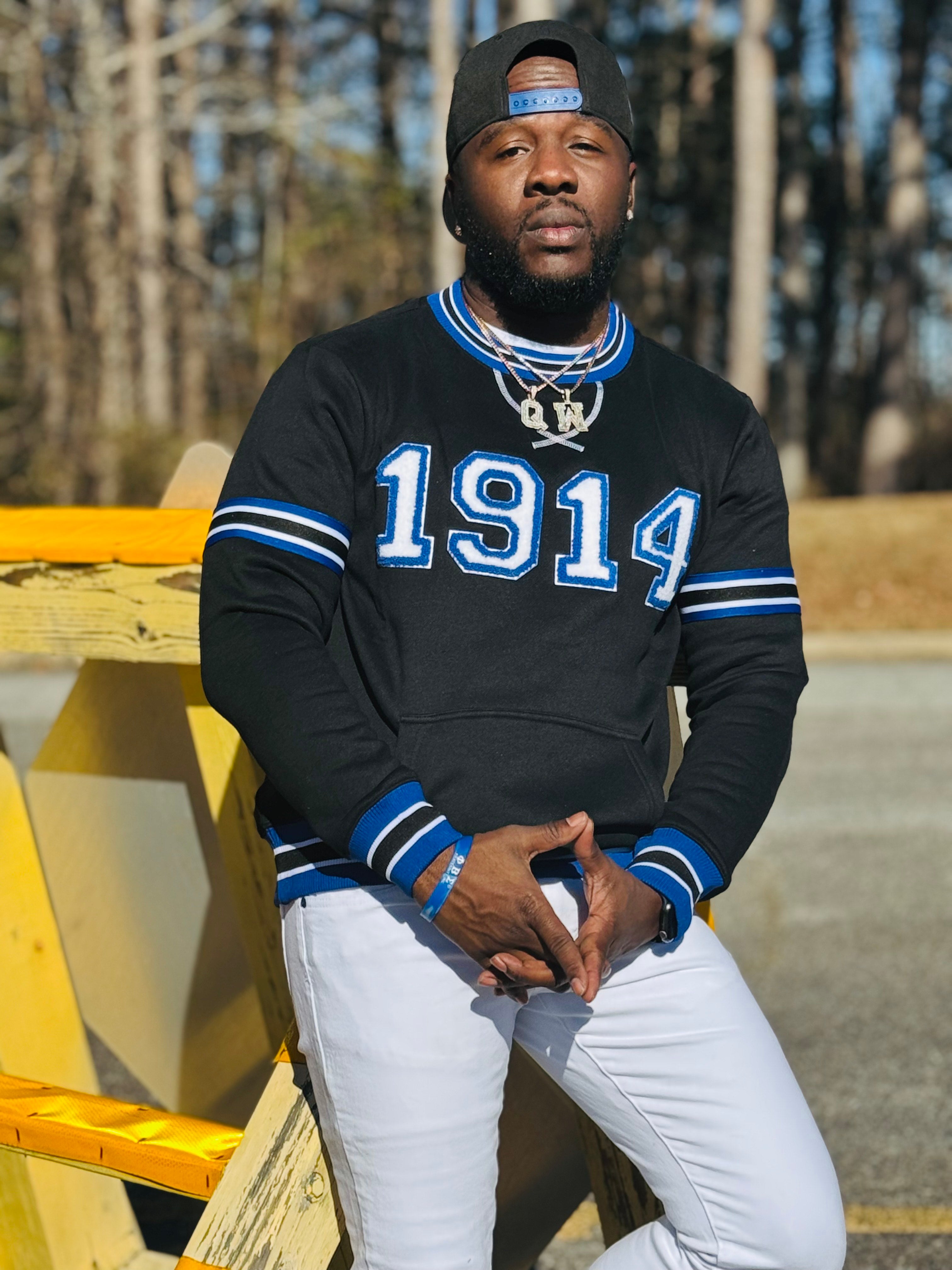Phi Beta Sigma 1914 Black Chenille Crewneck Sweatshirt