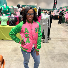 AKA Pink Satin Bomber Jacket