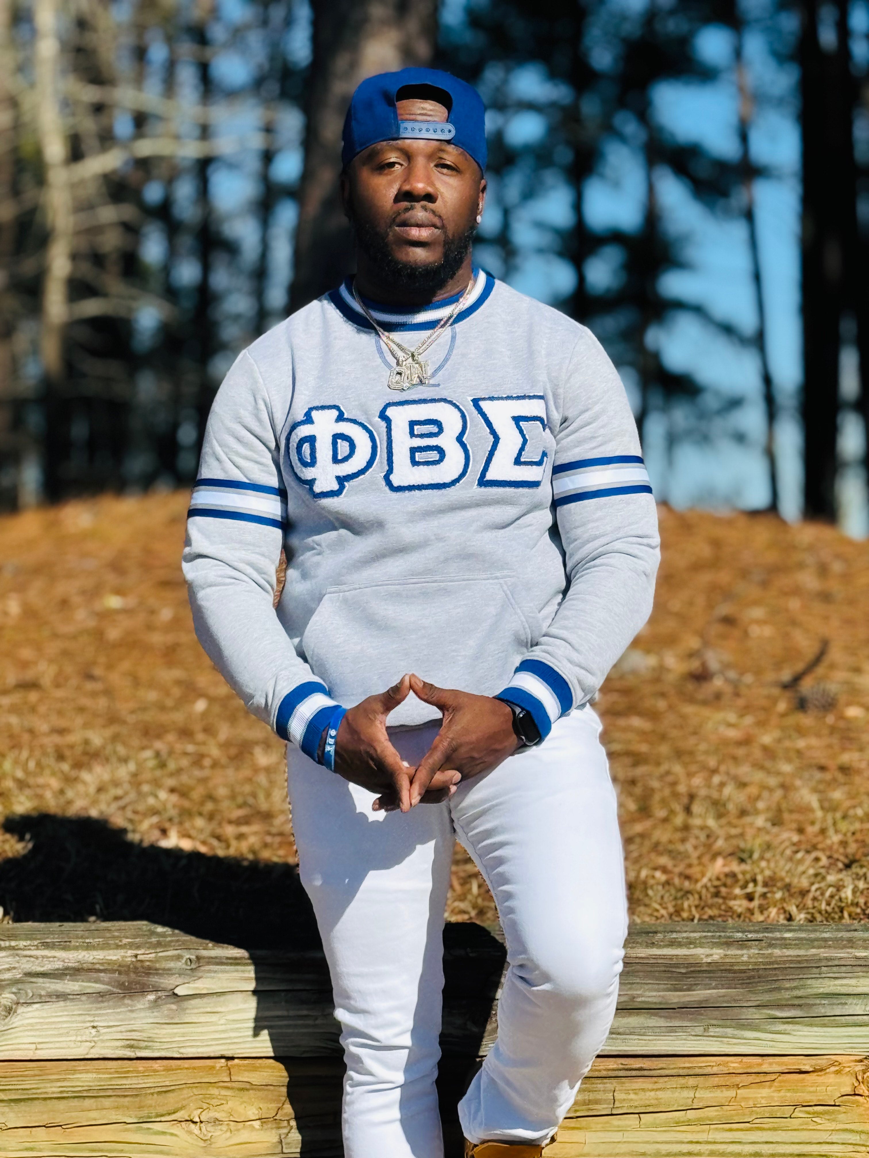 Phi Beta Sigma White Letter Chenille Crewneck