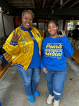 SGRho Gold Satin Bomber Jacket Custom Ribbon And Lining