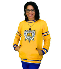 SGRho Gold Crest Chenille Pocket Crewneck