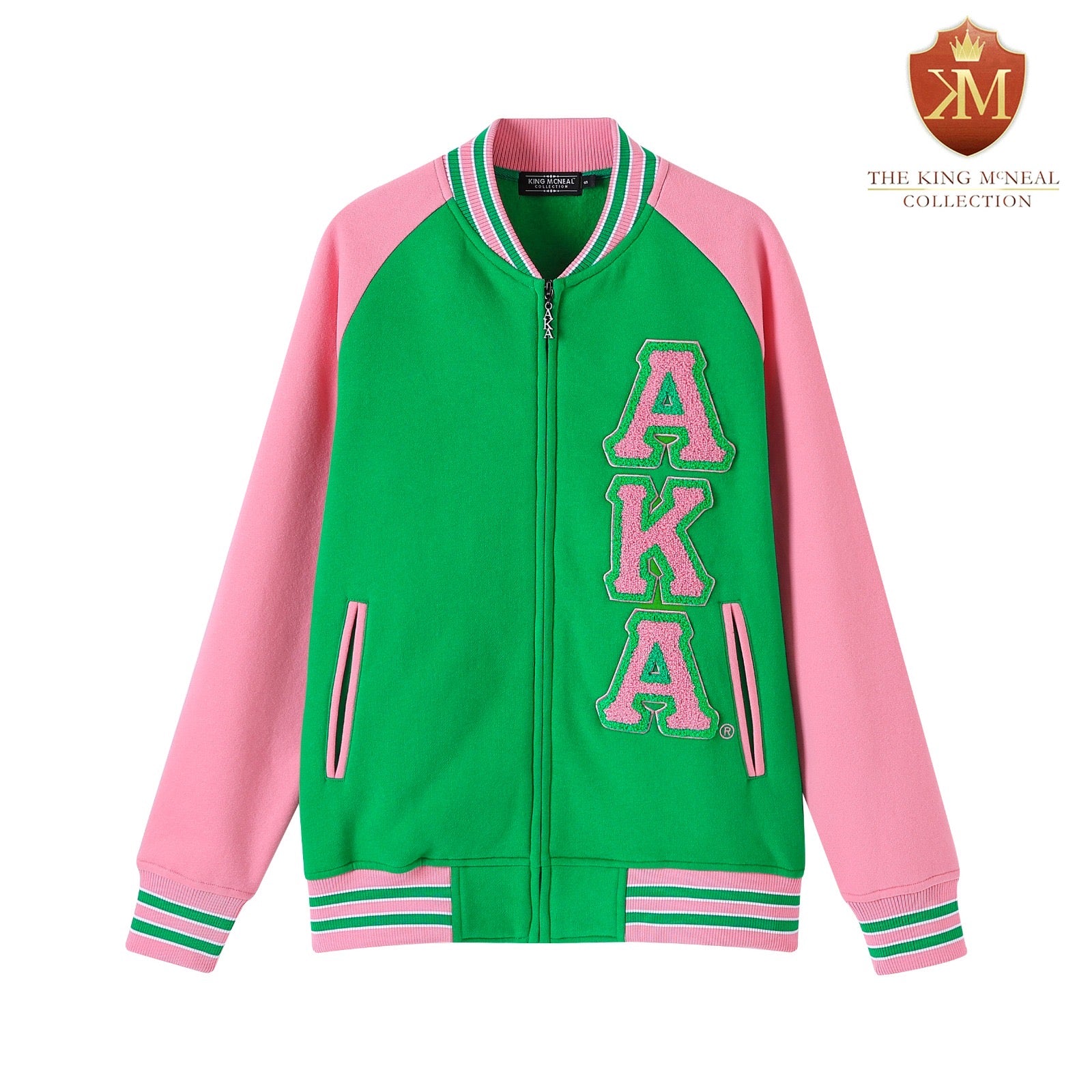 AKA Green Varsity Fleece Letterman Jacket (Unisex Size)