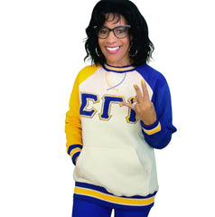 SGRho Neutral Opp Sleeve Chenille Pocket Crewneck