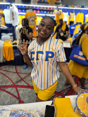 SGRho White Pinstripe Baseball Jersey