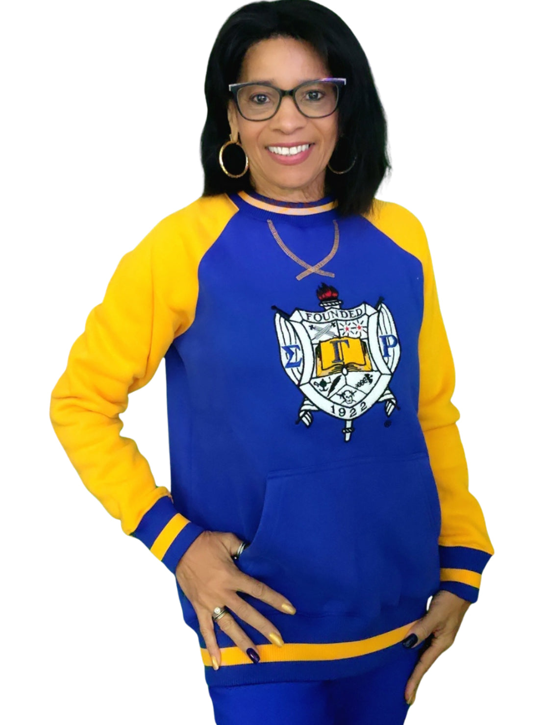SGRho Chenille Crest Pocket Crewneck