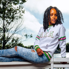 AKA White Stripe Chenille Crewneck (Unisex Size)