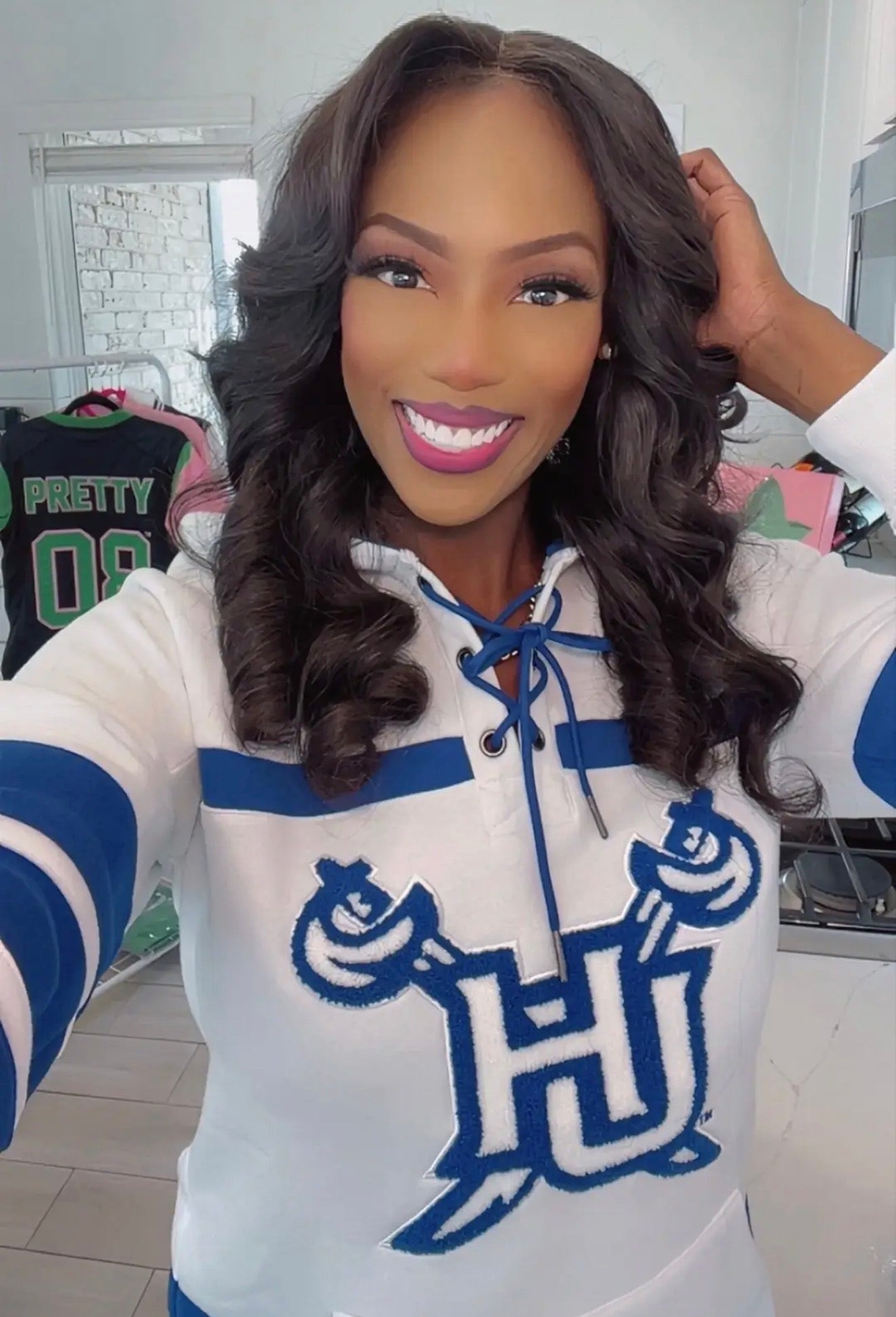 Hampton University White Hockey Hoodie