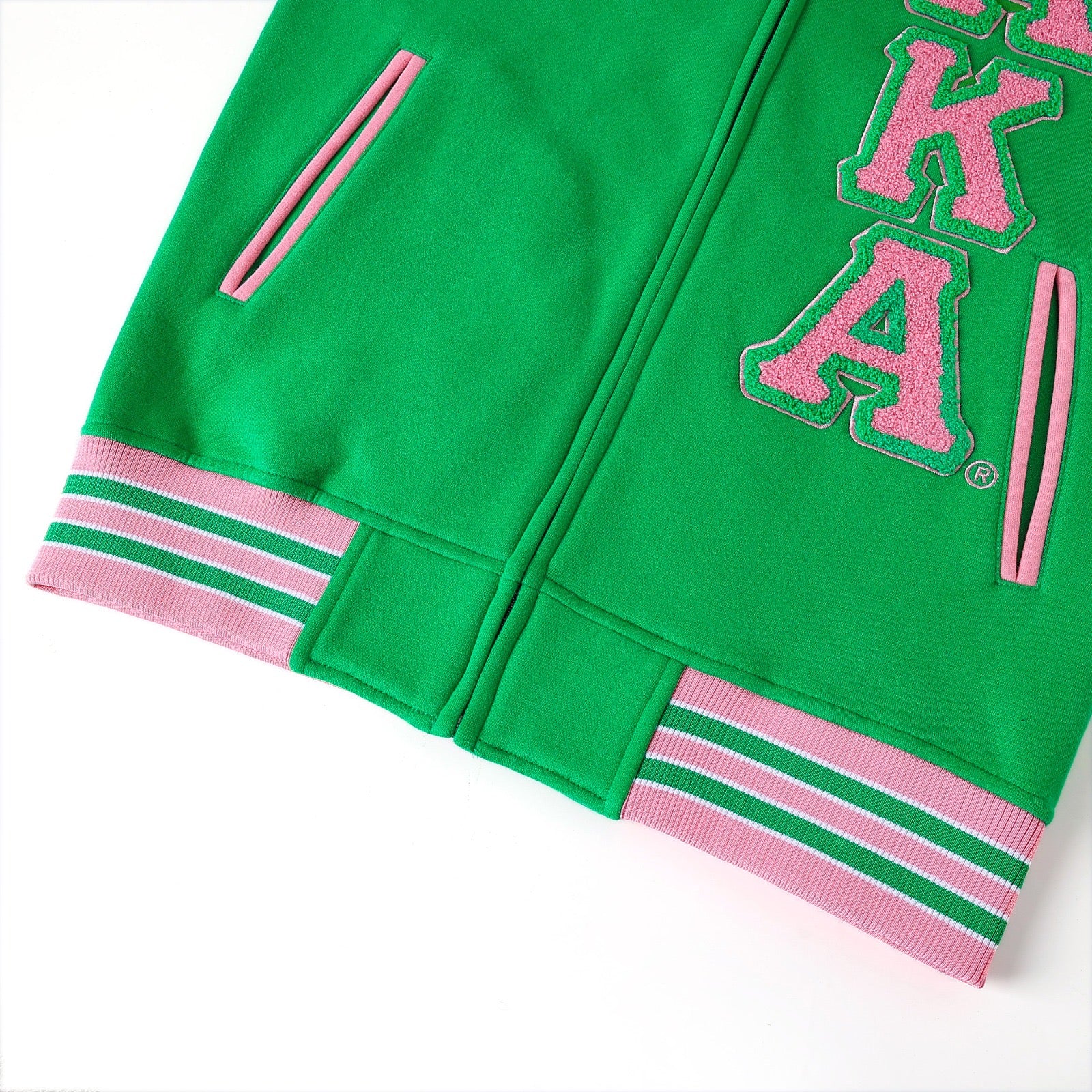 AKA Green Varsity Fleece Letterman Jacket (Unisex Size)