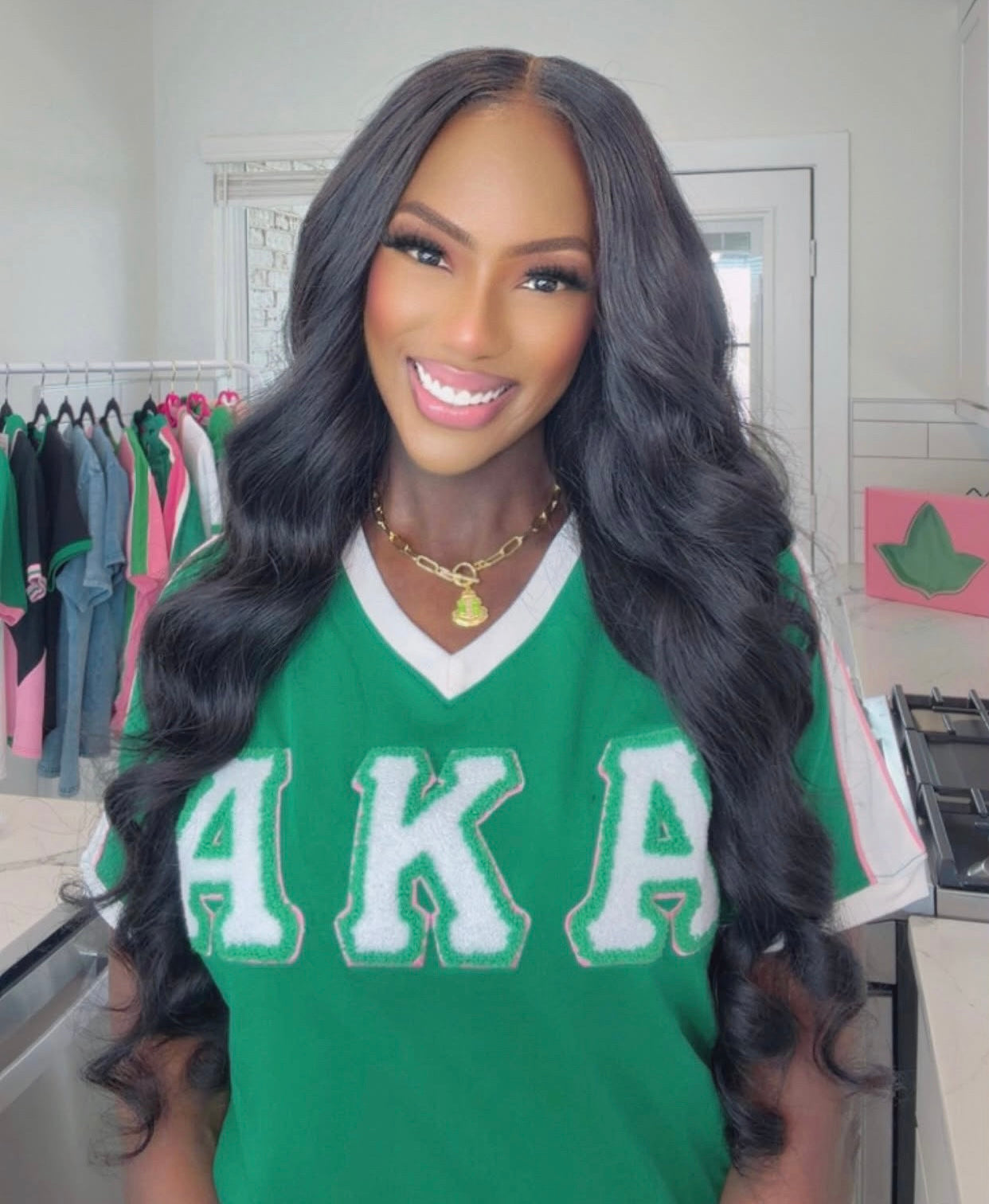 AKA Premium Chenille Ringer V-Neck Shirt