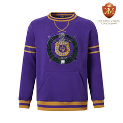 Omega Purple Stripe Crest Chenille Crewneck
