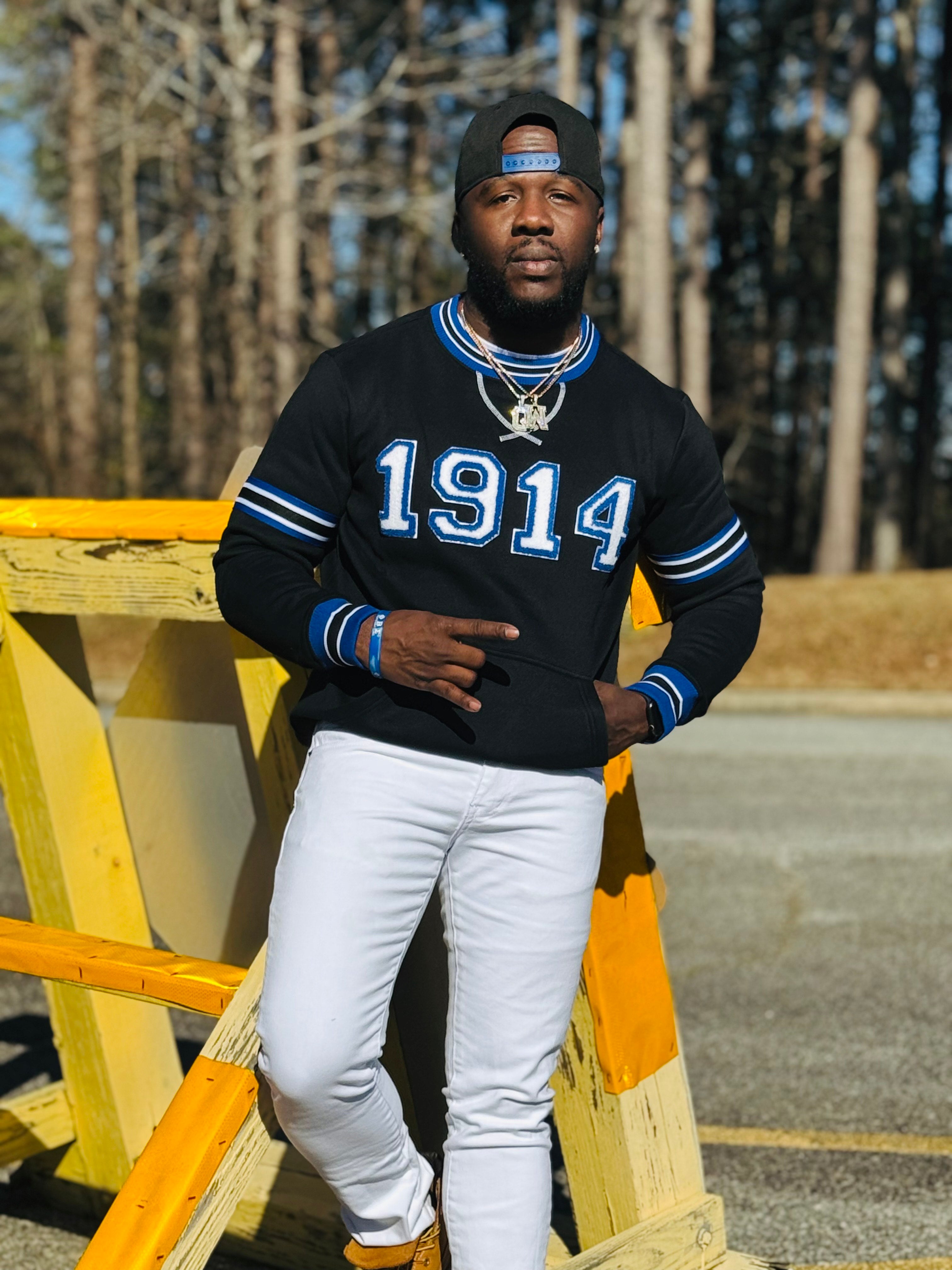 Phi Beta Sigma 1914 Black Chenille Crewneck Sweatshirt