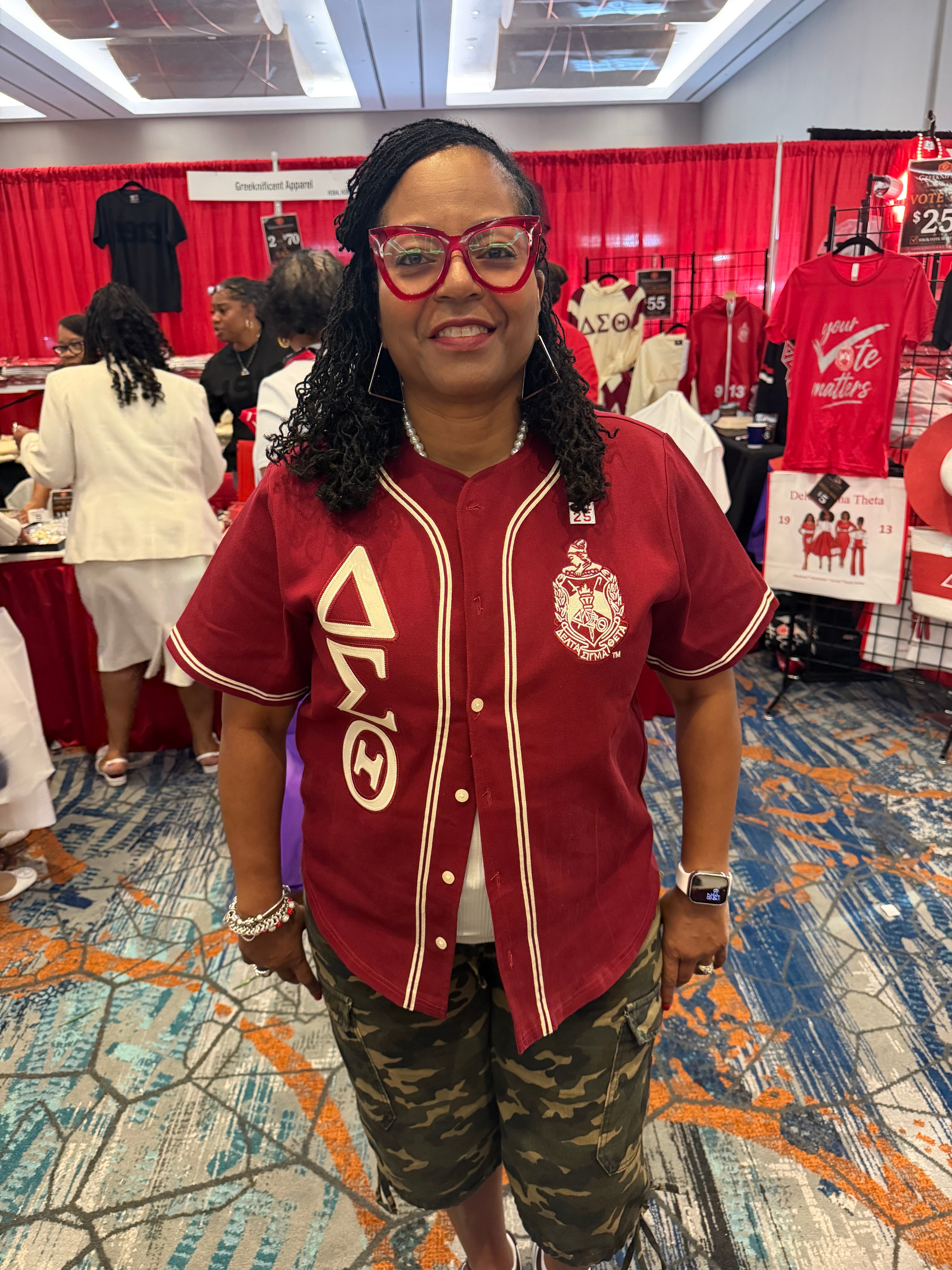 Delta Crimson Button Up Baseball Jersey