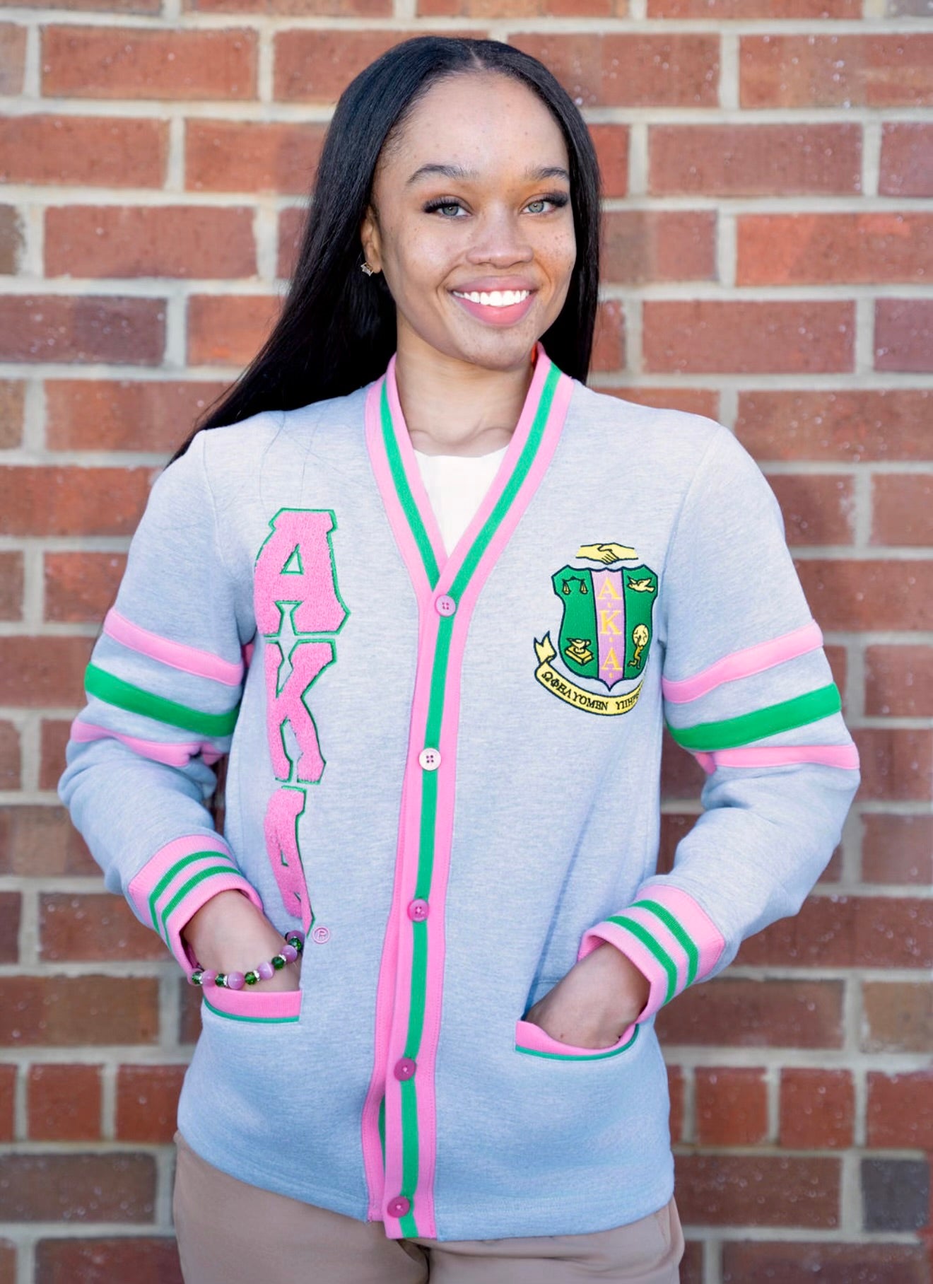 AKA Heather Grey Fleece Cardigan Unisex Fit