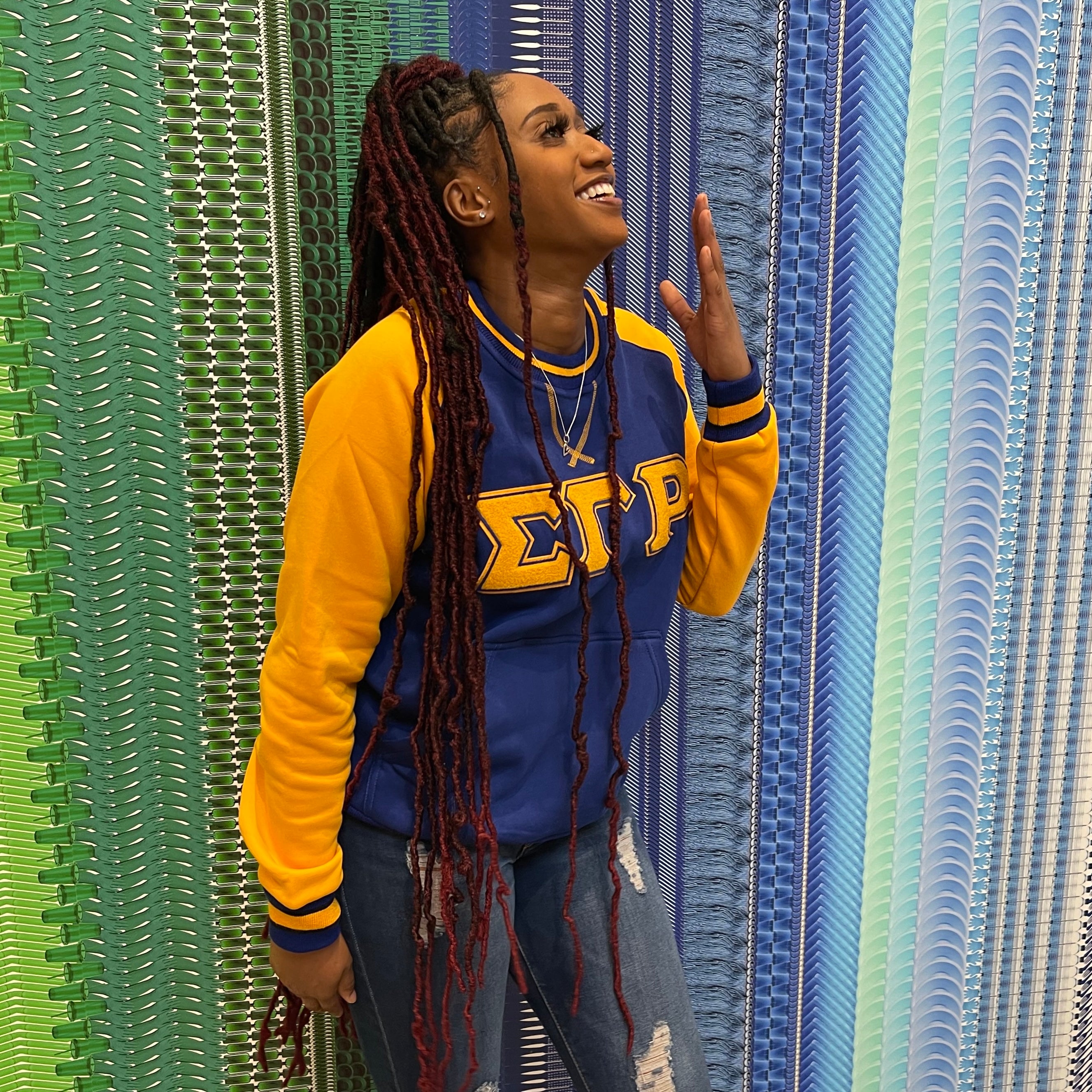 SGRho Chenille Pocket Crewneck