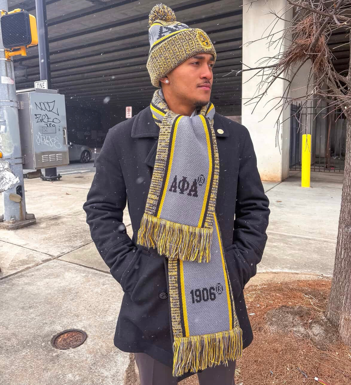Alpha Grey Scarf & One Hat Set