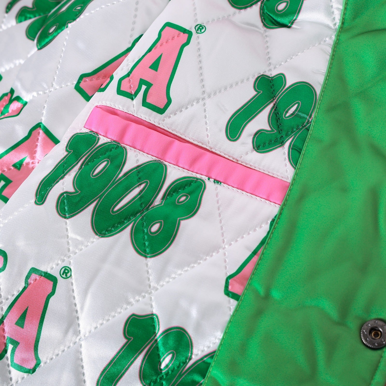 AKA Green Satin Bomber Jacket