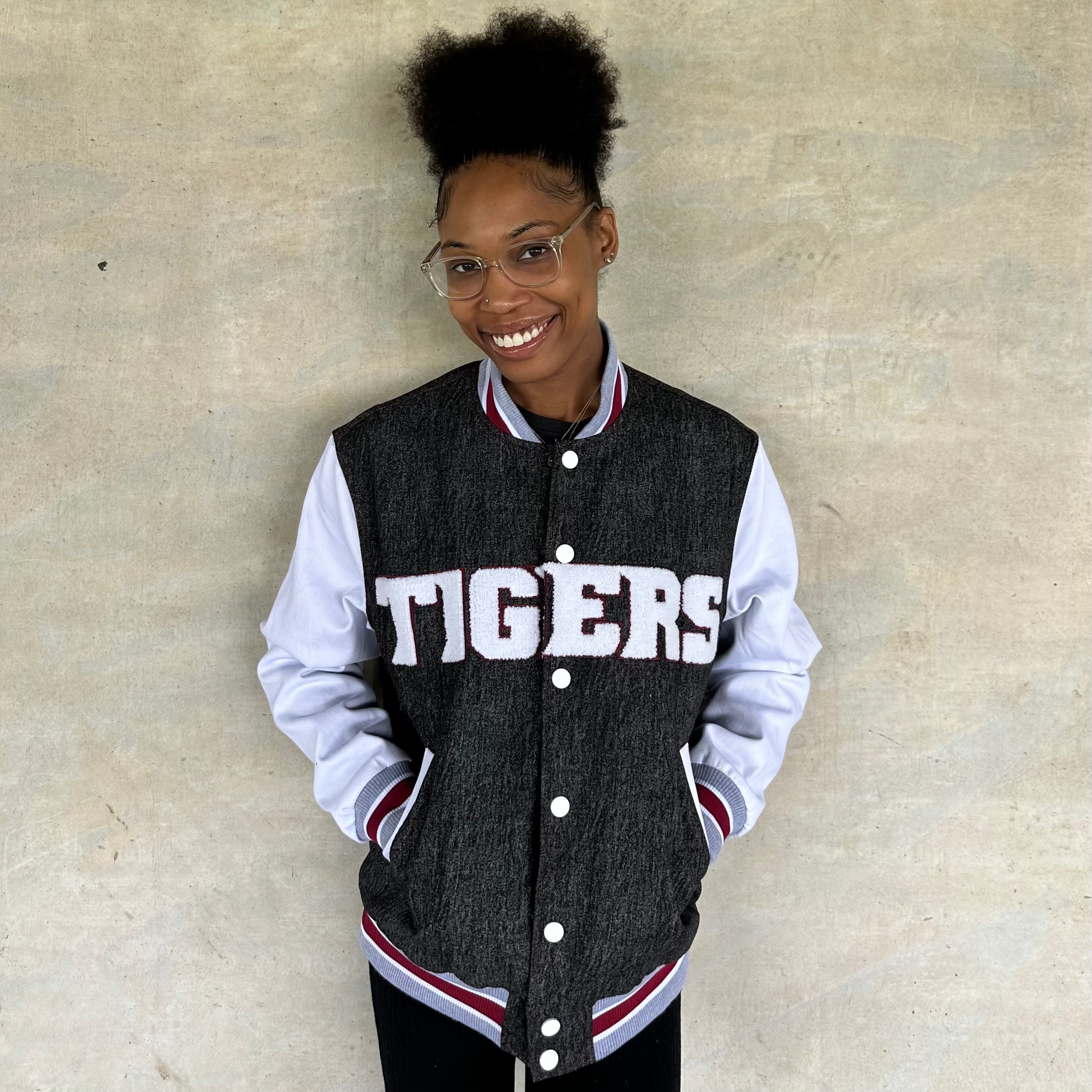 Texas Southern Black Denim Bomber Jacket