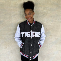 Texas Southern Black Denim Bomber Jacket
