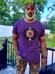 Omega Premium Purple Chenille Crest Ringer Shirt