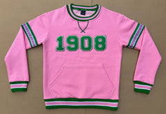 1908 Pink Stripe Chenille Crewneck (Unisex Size)
