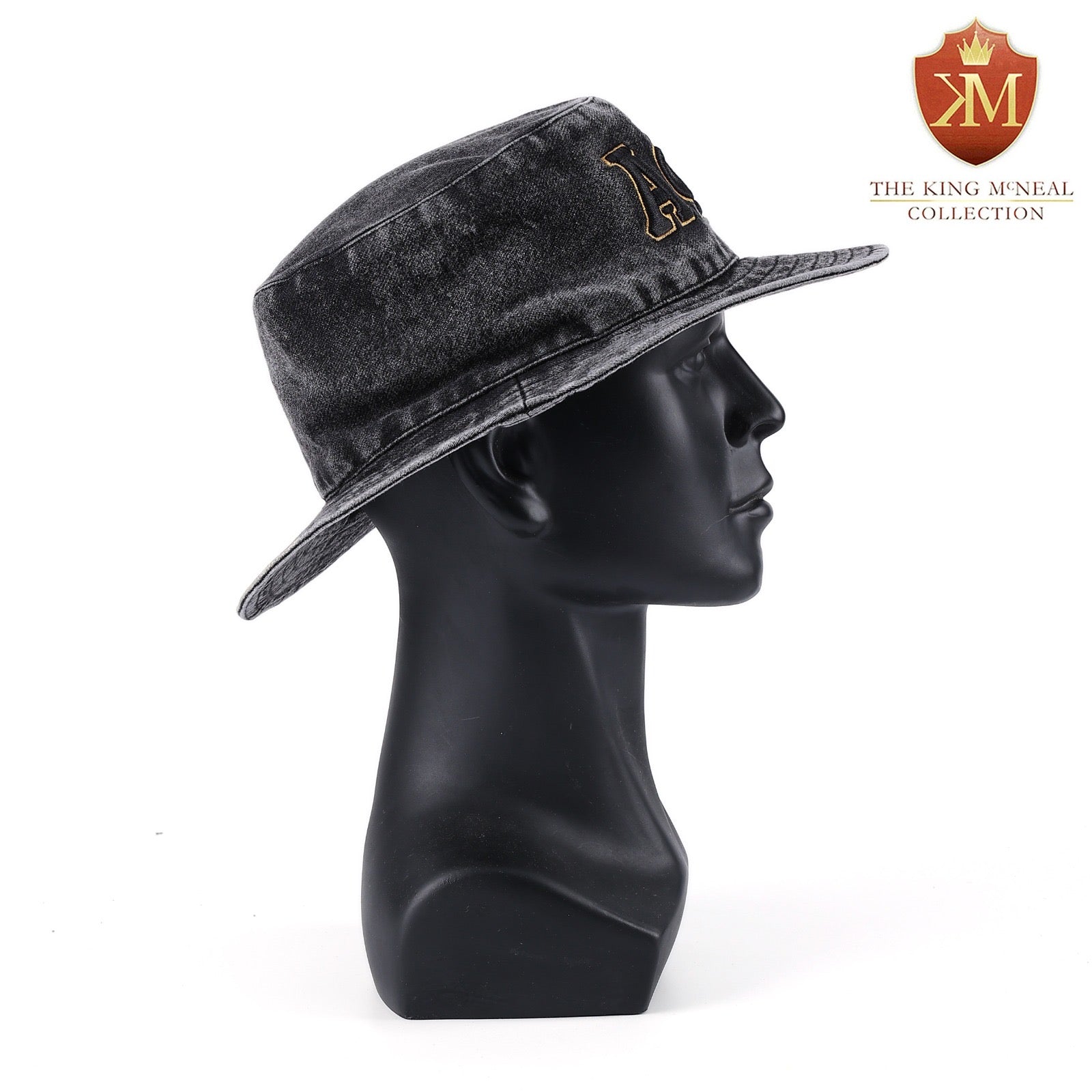 Alpha Black Denim Washed Bucket Hat
