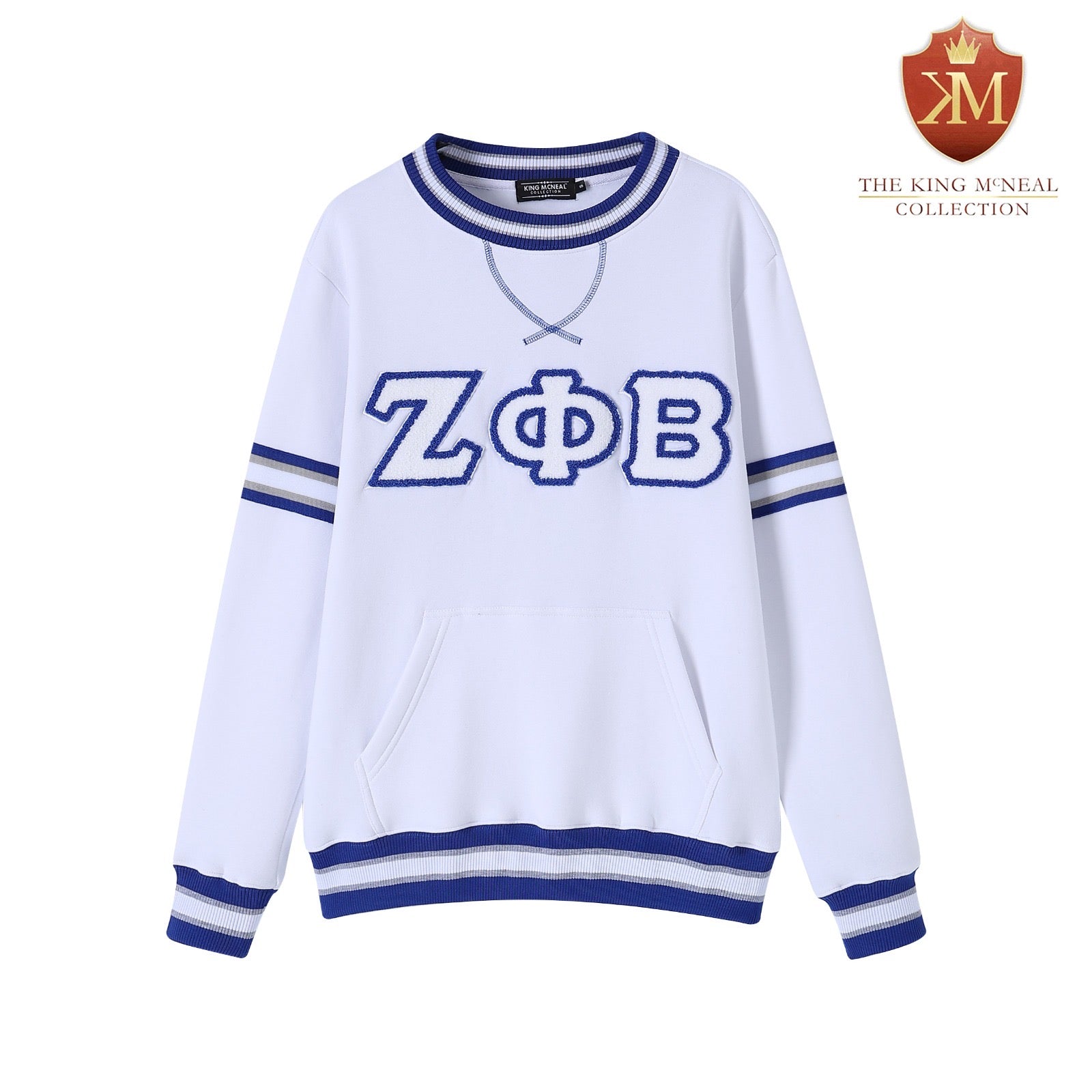 ZPB White Striped Chenille Crewneck (Unisex Size)