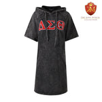 Delta Black Denim Hoodie Dress With Pockets