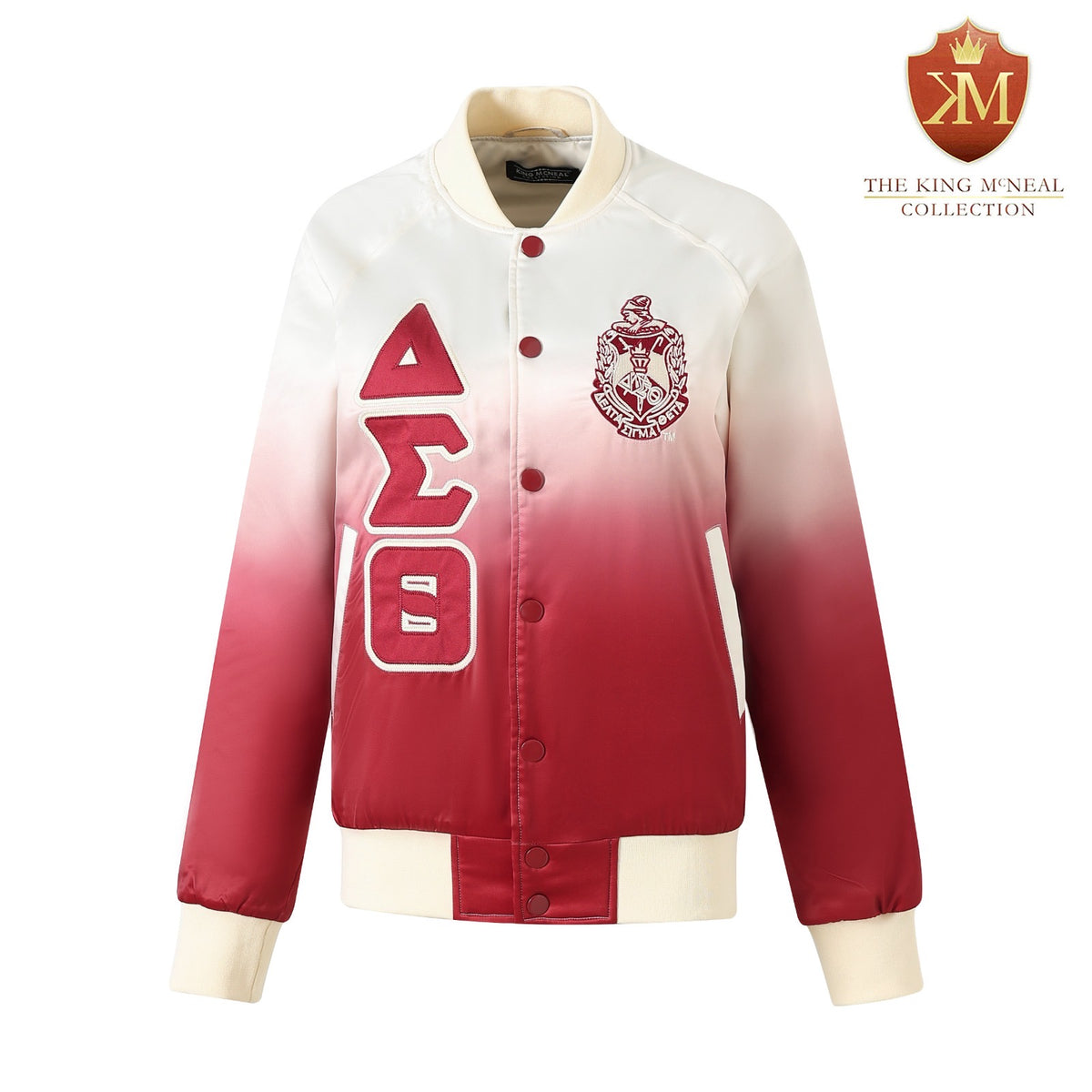 Delta Cream Ombre Bomber Jacket Custom Ribbon And Lining
