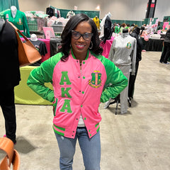 AKA Pink Satin Bomber Jacket