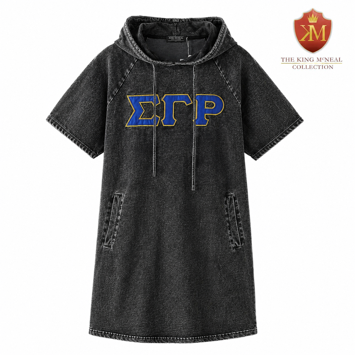 SGRho Black Denim Hoodie Dress With Pockets