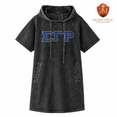 SGRho Black Denim Hoodie Dress With Pockets