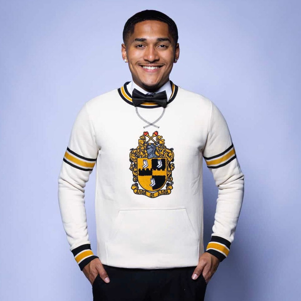 Alpha Neutral Crest Chenille Crewneck