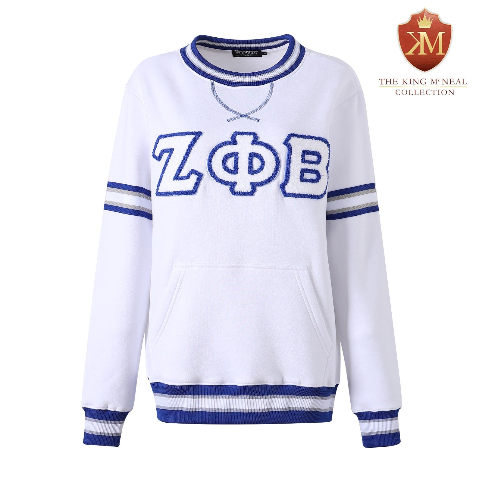 ZPB White Striped Chenille Crewneck (Unisex Size)