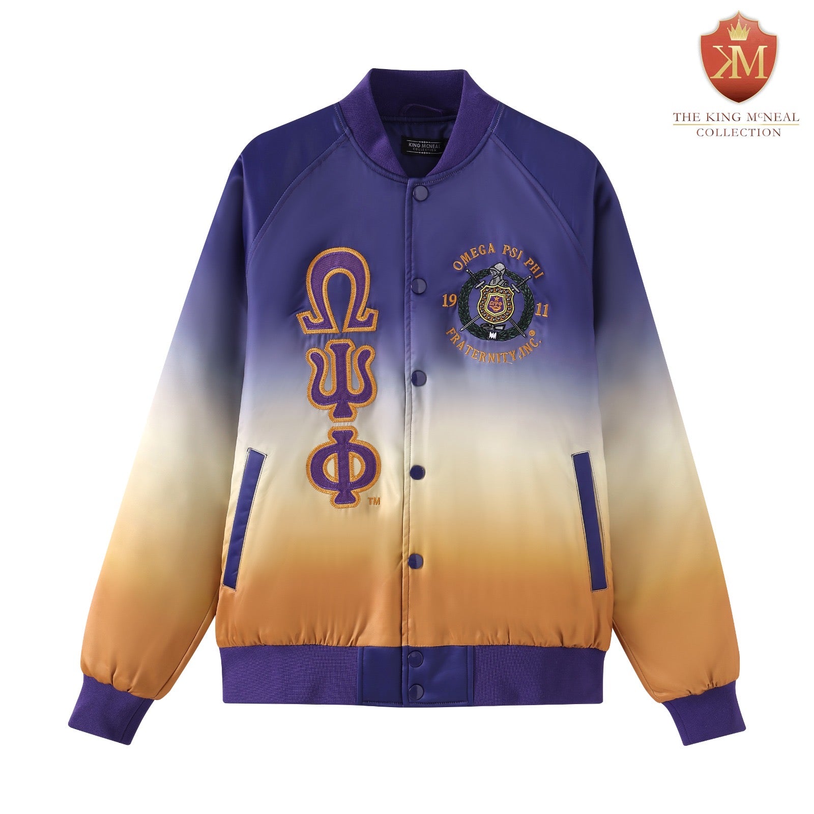 Omega Psi Phi Faded Bomber Jacket The King McNeal Collection