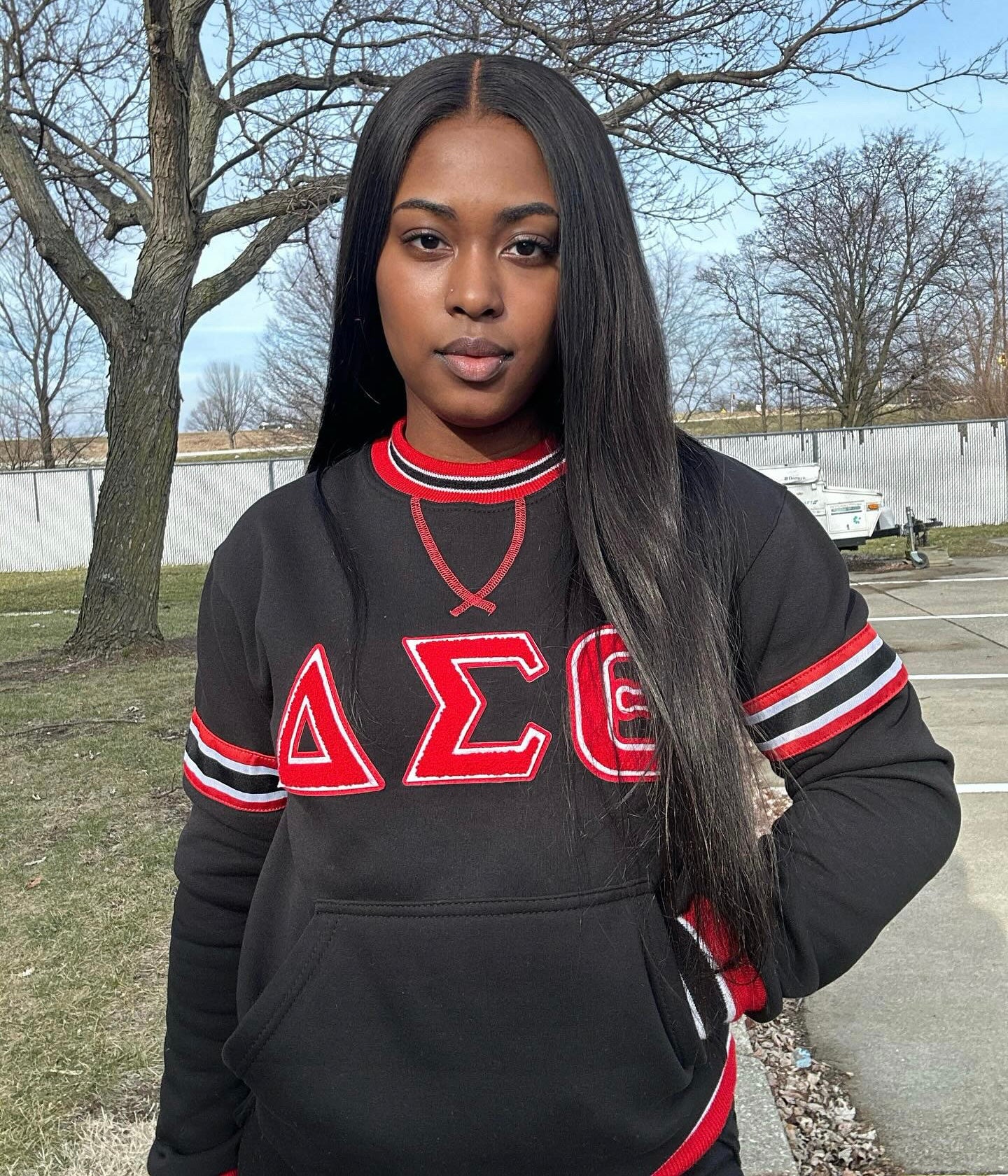 Delta Sigma Theta Black Chenille Crewneck