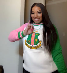 AKA Crest White Opp Sleeve Chenille Crewneck (Unisex Size)