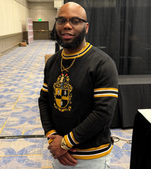 Alpha Black Crest Chenille Crewneck