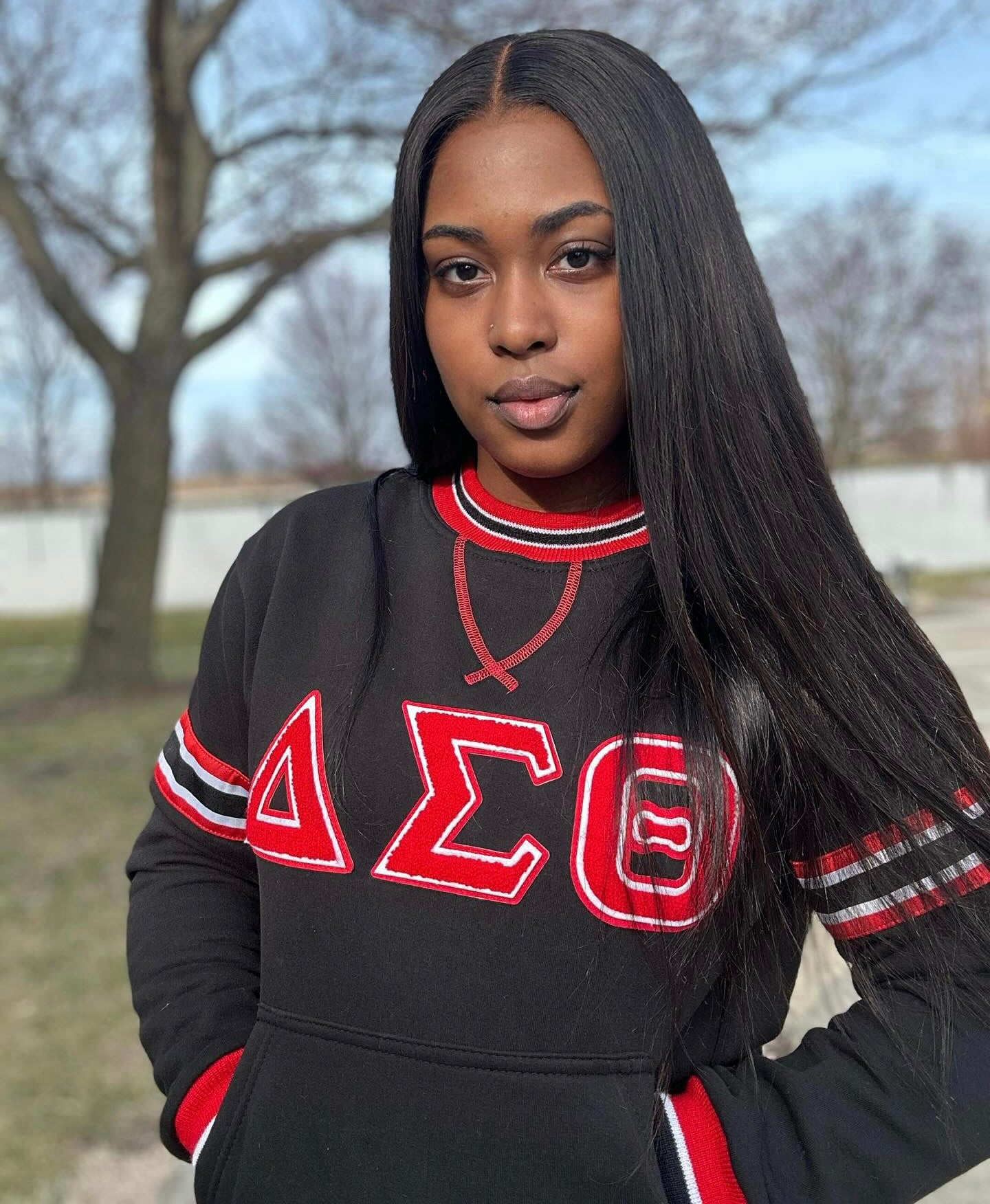 Delta Sigma Theta Black Chenille Crewneck